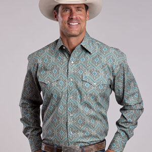 11-001-0425-2002 Men's Stetson Spruce Medallion Long Sleeve Snap