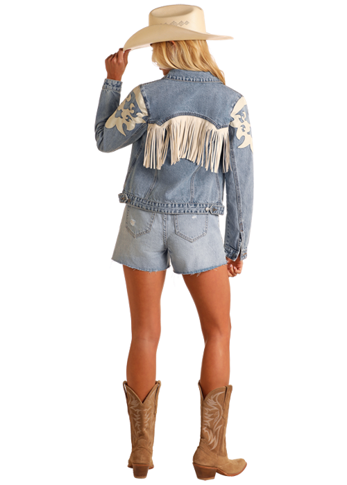 BW92D06098 Fringe Denim Jacket - Image 3