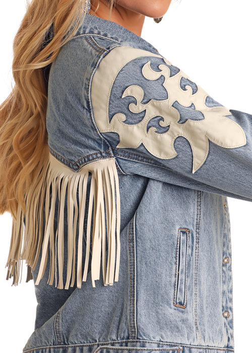 BW92D06098 Fringe Denim Jacket - Image 2