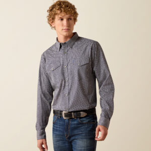 10073658 Men's Wrinkle Free Dennis Fitted Snap Shirt