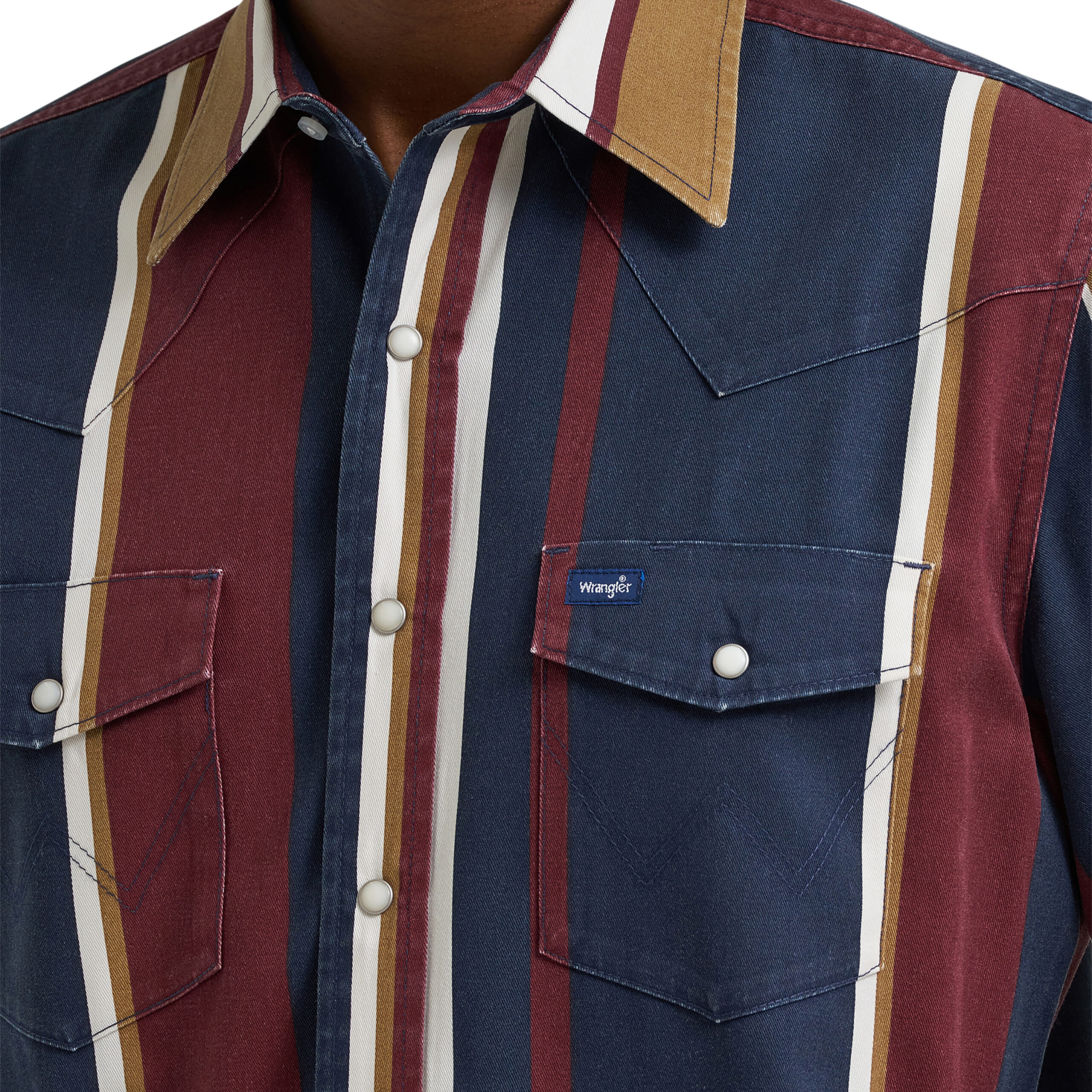112381998 Men's Wrangler Brushpopper Western Snap Work Shirt - Image 3