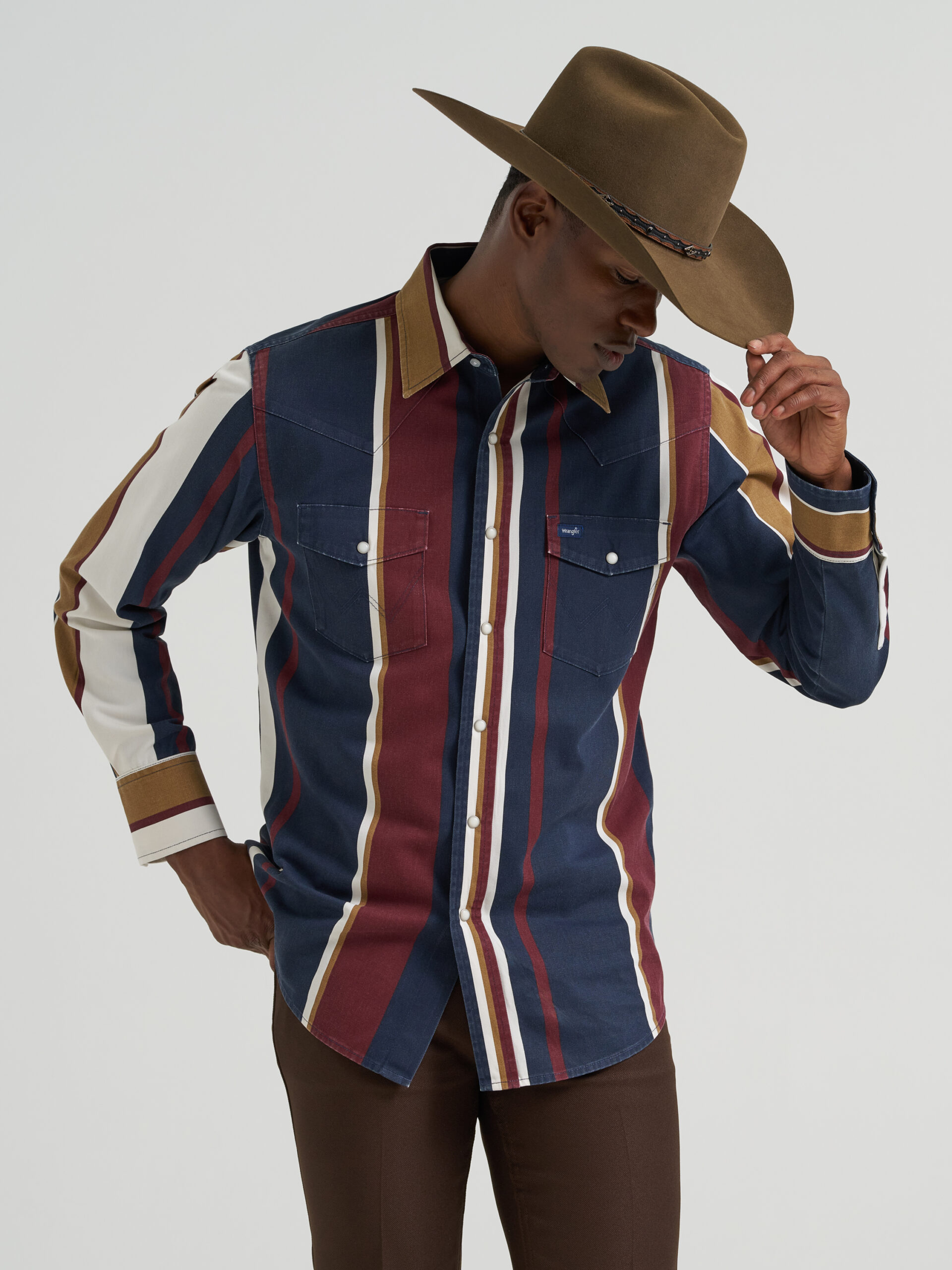 112381998 Men's Wrangler Brushpopper Western Snap Work Shirt