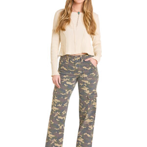 BW6HD07900 Rock & Roll Women's Camo Cargo Relaxed Fit Wide Leg Pant