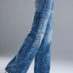 M2366YWV Women's Miss Me Cloud Acid Wash Utility Jean