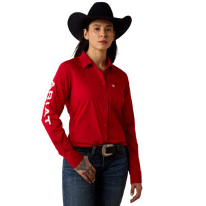 10079477 Women's Ariat Team Kirby Shirt in Savvy Red