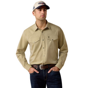 10080615 Men's Ariat Wrinkle Free Pinpoint Oxford Classic Fit Snap Shirt