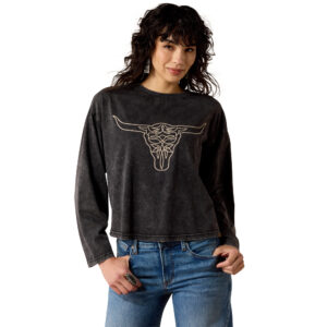 10080681 Women's Ariat Steer Story Long Sleeve T-Shirt