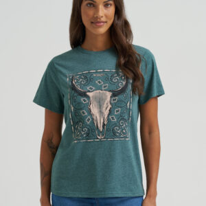 2372970 Women's Wrangler Bandana Skull Green Short Sleeve Shirt