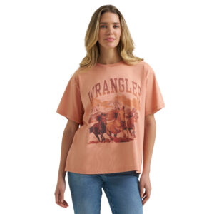 2379629 Wrangler Three Horses Girlfriend Graphic Tee in Muted Clay