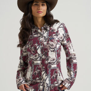 2382639 Women's Wrangler Bold Bucking Cowboy Sierra Snap Shirt
