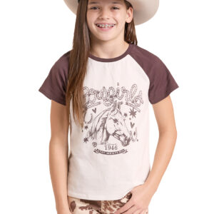 BG21T09789 Girl's Rock & Roll Denim 1946 Cowgirls Graphic T-Shirt