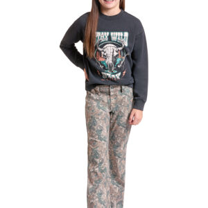 BG6PD09867 Girls' Rock & Roll Denim Camo Print Flare Jeans