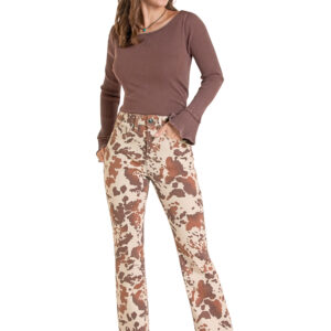 BW4HD09753 Women's Cowhide Print High Rise Bootcut Jeans