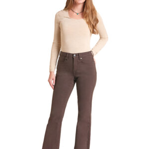 BW5HD09758 Women's Rock & Roll Denim Mahogany Signature Pocket High Rise Trouser Jeans