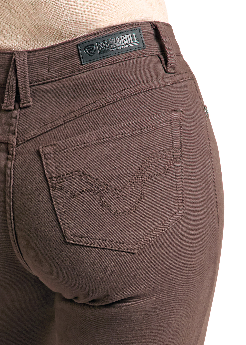 BW5HD09758 Women's Rock & Roll Denim Mahogany Signature Pocket High Rise Trouser Jeans - Image 4