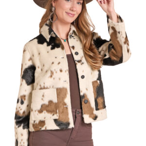 BW92C09390 Women's Rock & Roll Denim Cowhide Jacket
